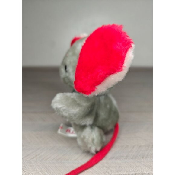 Vintage Russ Berrie Mouse Stuffy Gray Plush Toy Big Red Ears 1977 - Picture 6 of 8